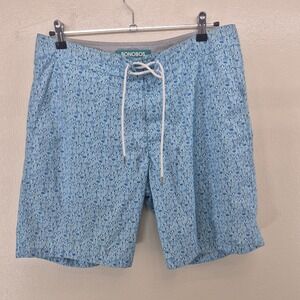 Bonobos‎ Swim Trunks Men's 32 Boardshorts Lined Drawstring Blue All Over Print